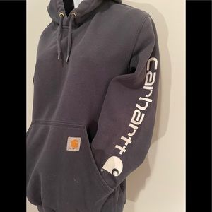 EUC Carhartt men navy blue pull-over  hoodie sweatshirt